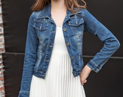 Button Up Shirt Collar Denim Cardigan – Blue